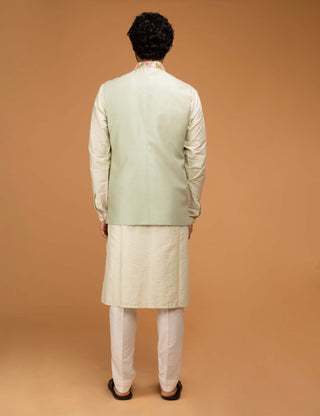 Chatenya Mittal-Mint Nehru Jacket And Kurta Set-INDIASPOPUP.COM