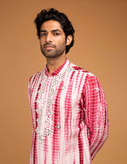 Chatenya Mittal-Red Tie Dye Kurta And Pants-INDIASPOPUP.COM