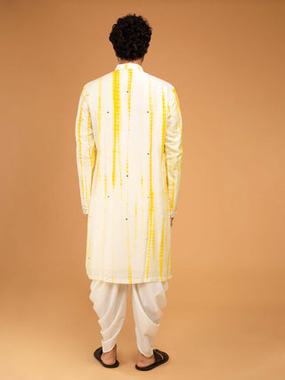 Chatenya Mittal-Yellow Tie Dye Kurta And Pants-INDIASPOPUP.COM