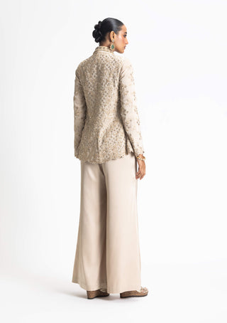 Nitika Gujral-Gold Satin Jacket And Trouser-INDIASPOPUP.COM