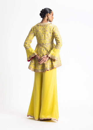 Nitika Gujral-Mehndi Yellow Jacket And Trouser-INDIASPOPUP.COM