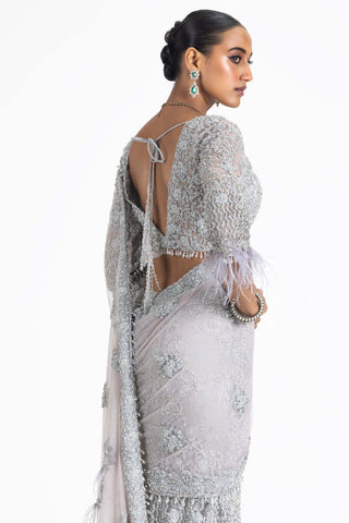 Nitika Gujral-Silver Grey Skirt Sari And Blouse-INDIASPOPUP.COM