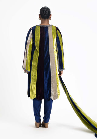 Nitika Gujral-Multicolour Velvet Tunic And Salwar Set-INDIASPOPUP.COM