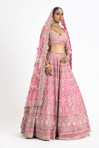 Nitika Gujral-Pink Raw Silk Lehenga Set-INDIASPOPUP.COM