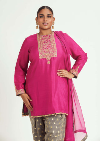 Nitika Gujral-Fuchsia Georgette Kurta And Salwar Set-INDIASPOPUP.COM