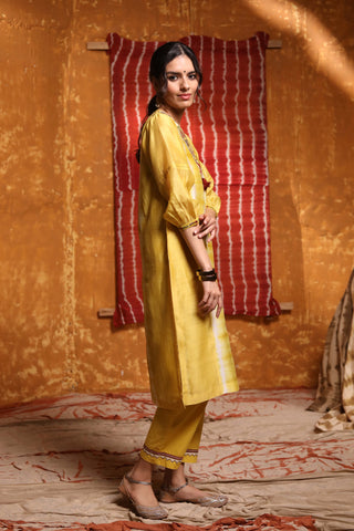 Shivani Bhargava-Mustard Tie Dye Kurta Set-INDIASPOPUP.COM