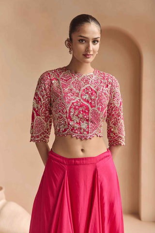Scarlet pink top with skirt
