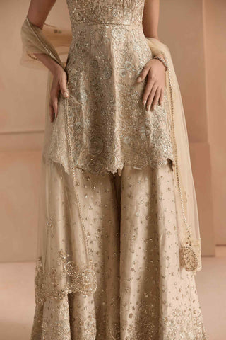 Beige champagne peplum garara set