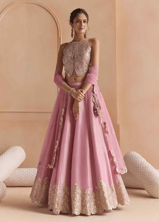 Flamingo pink lehenga set