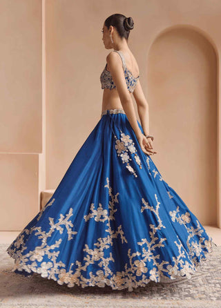 French navy embroidered lehenga set