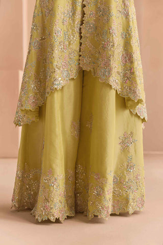 Citrus yellow embroidered sharara set