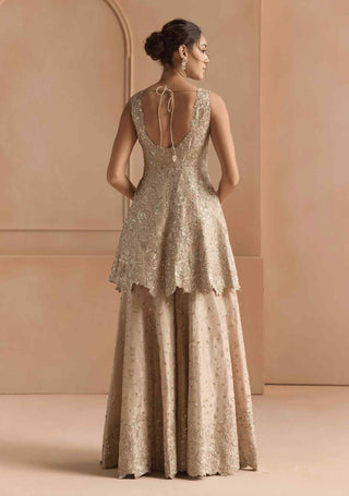 Beige champagne peplum garara set