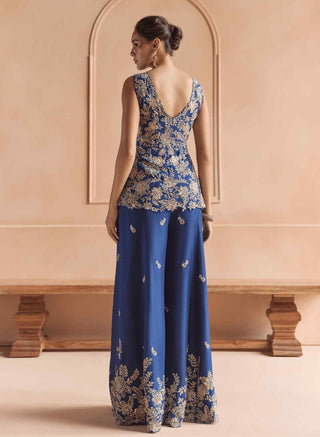 French navy peplum jacket and garara set