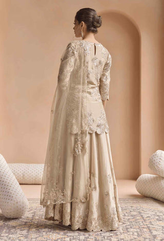 Beige champagne tissue sharara set