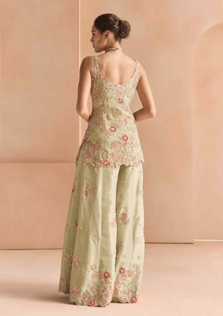 Sage embroidered sharara set