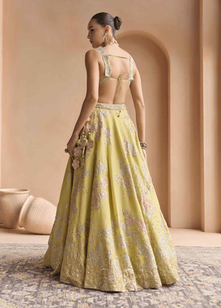 Citrus yellow embroidered lehenga set