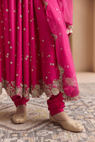 Scarlet embroidered anarkali set