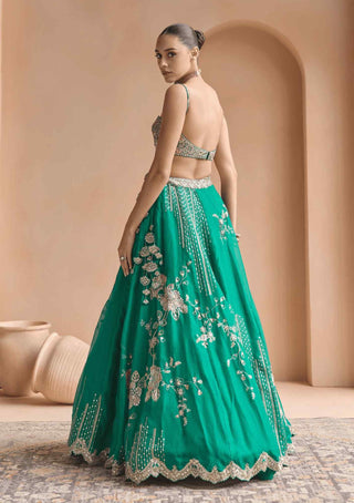 Jewel green embroidered lehenga set