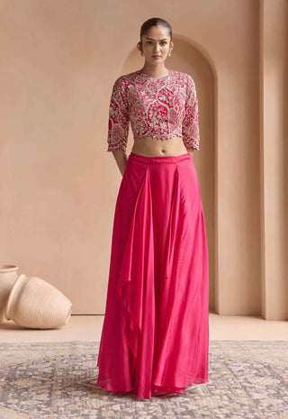 Scarlet pink top with skirt