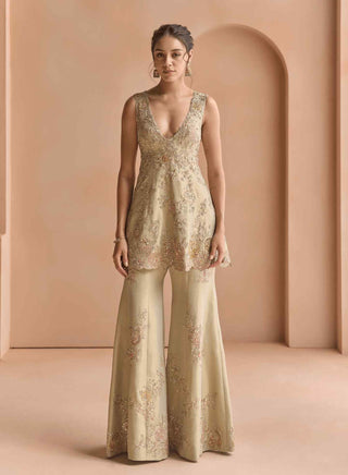 Frost blue jacket with flare pant