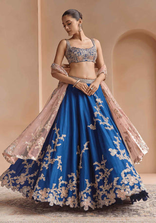 French navy embroidered lehenga set