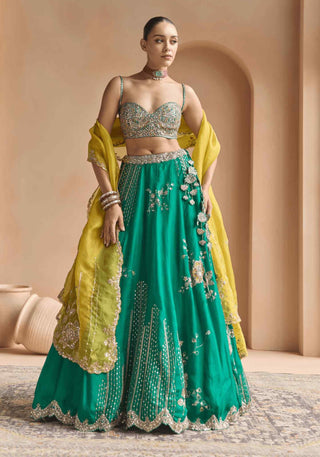 Jewel green embroidered lehenga set