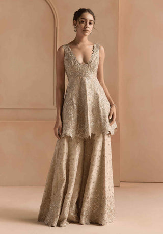 Beige champagne peplum garara set