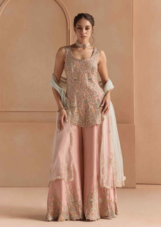 Oyster pink sharara set