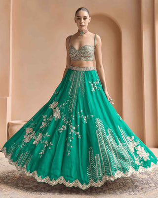 Jewel green embroidered lehenga set
