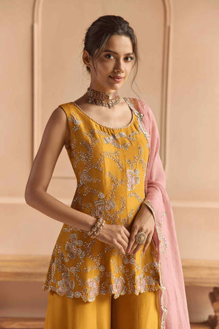Marigold embroidered sharara set