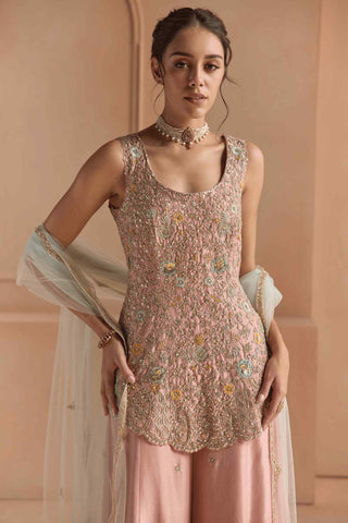 Oyster pink sharara set