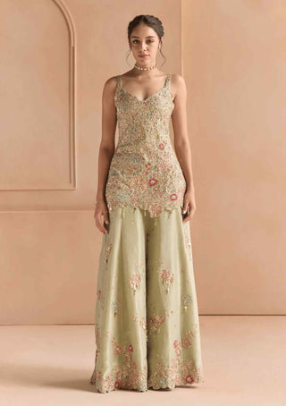Sage embroidered sharara set
