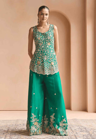 Jewel green sharara set