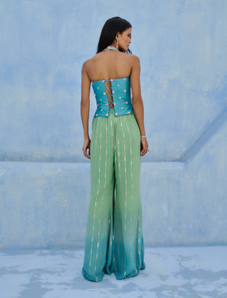 Blue and green zeenat palazzo and pants