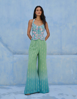 Blue and green zeenat palazzo and pants