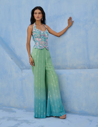 Blue and green zeenat palazzo and pants