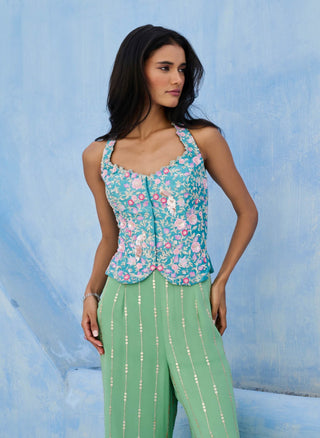 Blue and green zeenat palazzo and pants