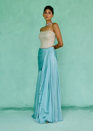 Blue and silver zoha skirt and corset