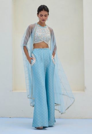 Blue lara cape and pant set