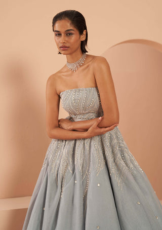 Parul Gandhi-Frozen Ice Blue Crystal Gown-INDIASPOPUP.COM