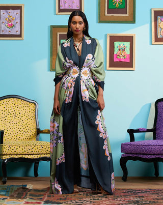 Black coven draped jacket and belt