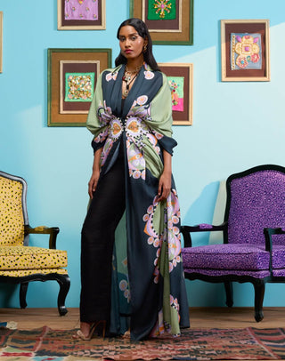 Black coven draped jacket and belt