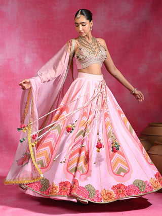 Sugar pink embroidered lehenga set