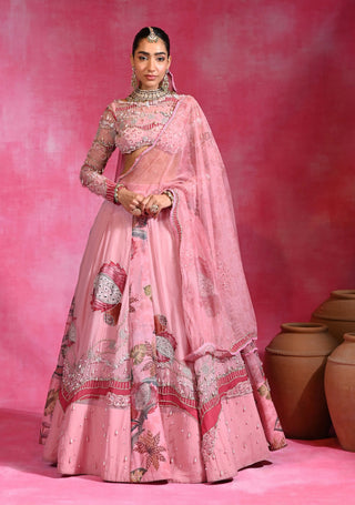 Sugar pink embroidered lehenga set