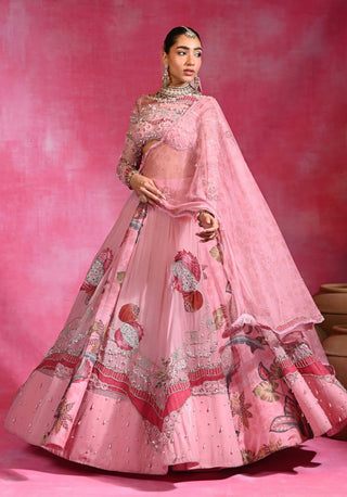 Sugar pink embroidered lehenga set