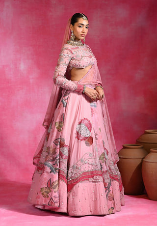 Sugar pink embroidered lehenga set