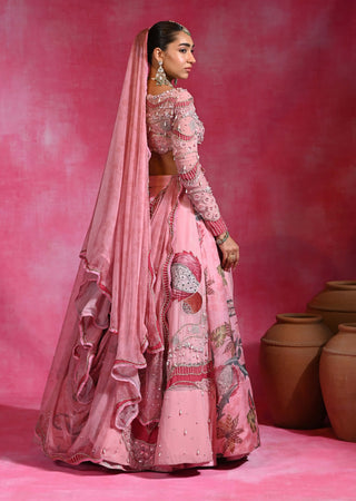Sugar pink embroidered lehenga set