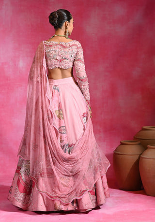 Sugar pink embroidered lehenga set