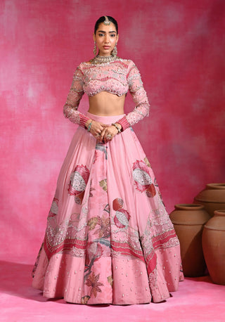 Sugar pink embroidered lehenga set