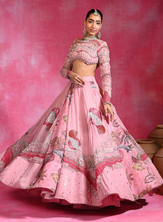 Sugar pink embroidered lehenga set